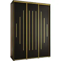 MEBLE KRYSPOL Cannes 12 Schrank mit 3 Schiebetüren - 205,2x180x60 cm - Schwarz Schwarz Gold