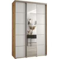 MEBLE KRYSPOL Davos 5 Schrank, drei Türen - 235,2x150x45 cm - Artisan Weiß Silber