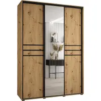 MEBLE KRYSPOL Davos 11 Schrank, drei Türen - 235,2x180x60 cm - Artisan Artisan Schwarz
