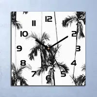 Coloray Wanduhr Echt-Glas-Küchenuhr Monochrome Palmen Quarz Lautlos 30x30 Deko Bilder