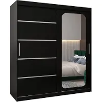 MEBLE KRYSPOL Promo 2180 Schlafzimmerschrank zwei Schiebetüren - Mattschwarz