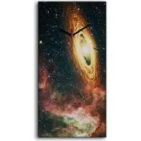 Coloray Dekor Leinwand Uhr Wandbilder 30x60 Gemälde Weltraum Galaxie Sterne Nachthimmel - schwarze Hände