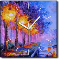 Coloray Uhr auf Leinwand 30x30 cm Wand Uhr Dekoration Wohnzimmer Segeltuch weiße Zeiger -Eiffelturm Paris.