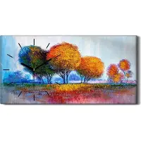 Coloray Wanduhr Bürouhr Leinwand Bild Quarz 60x30 Bäume malen künstlerischen Hintergrund - schwarze Hände