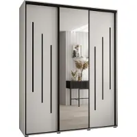 MEBLE KRYSPOL Cannes 9 Schrank mit 3 Schiebetüren - 205,2x190x45 cm - Weiß Weiß Schwarz