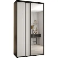 MEBLE KRYSPOL Davos 7 Schrank, zwei Türen - 235,2x140x60 cm - Schwarz Weiß Schwarz