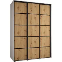 MEBLE KRYSPOL Davos 4 Schrank, drei Türen - 235,2x180x60 cm - Weiß Artisan Schwarz
