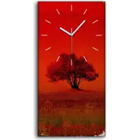 Coloray Küche Wohnzimmer Wand Leinwand Uhr 30x60 Kunst Roter Hintergrund mit Olivenbaum - weiße Hände