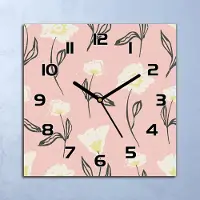 Coloray Wanduhr Echt-Glas-Küchenuhr Zarte Blumen Quarz Lautlos 30x30 Deko Bilder