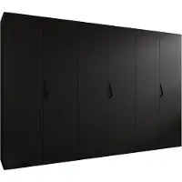 MEBLE KRYSPOL Schrank 300x202x52 cm mit Kleiderstange, 6xTür, SANDI, Schwarz, Griff Schwarz