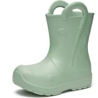 Ladeheid x Camminare Gummistiefel Kinder aus ultraleichtem EVA, wasserdicht, rutschfest und bequem, mit elegant geprägtem Splash-Design aus Wellen, Tropfen, Regenschirm LA-CA-20 (Oliv,34/35 EU)