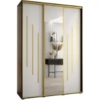 MEBLE KRYSPOL Davos 9 Schrank, drei Türen - 235,2x180x45 cm - Schwarz Weiß Gold