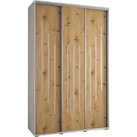 MEBLE KRYSPOL Davos 8 Schrank, drei Türen - 235,2x150x60 cm - Weiß Artisan Silber