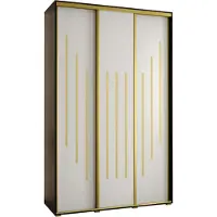 MEBLE KRYSPOL Cannes 8 Schrank mit 3 Schiebetüren - 205,2x150x45 cm - Schwarz Weiß Gold