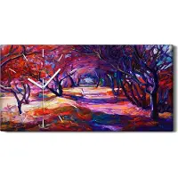 Coloray Leinwand Wanduhr Wandkunst Uhr 60x30 Foto Wandbild Landschafts Wälder Pfad - weiße Hände