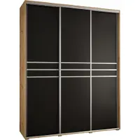 MEBLE KRYSPOL Cannes 10 Schrank mit 3 Schiebetüren - 205,2x200x45 cm - Artisan Schwarz Silber