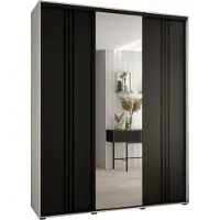 MEBLE KRYSPOL Davos 7 Schrank, drei Türen - 235,2x200x60 cm - Weiß Schwarz Schwarz