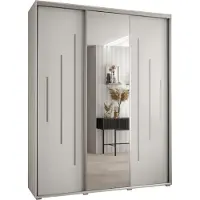 MEBLE KRYSPOL Davos 13 Schrank, drei Türen - 235,2x190x60 cm - Weiß Weiß Silber