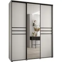 MEBLE KRYSPOL Davos 11 Schrank, drei Türen - 235,2x200x45 cm - Weiß Weiß Schwarz