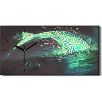 Coloray Küchenuhr Bürouhr Leinwand Uhr 60x30 Landschaft Mannes auf dem Boot Fisch - schwarze Hände