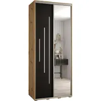 MEBLE KRYSPOL Davos 13 Schrank, zwei Türen - 235,2x120x60 cm - Artisan Schwarz Silber