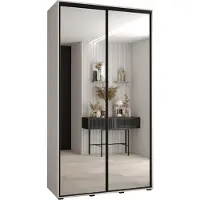 MEBLE KRYSPOL Davos 2 Schrank, zwei Türen - 235,2x130x45 cm - Weiß Weiß Schwarz