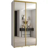 MEBLE KRYSPOL Davos 2 Schrank, zwei Türen - 235,2x140x45 cm - Weiß Weiß Gold