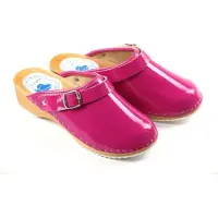 Aves-24 CLOGS Pantolette Sandalette Holz Leder Holzschuhe Holzclogs Damen Klotschen Rosa 37
