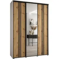MEBLE KRYSPOL Cannes 7 Schrank mit 3 Schiebetüren - 205,2x180x45 cm - Weiß Artisan Schwarz