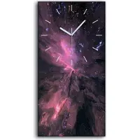 Coloray Dekor Leinwand Uhr Wandbilder 30x60 Kunst Abstrakte violette Aquarellfarbe - weiße Hände