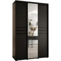 MEBLE KRYSPOL Davos 11 Schrank, drei Türen - 235,2x150x60 cm - Schwarz Schwarz Schwarz