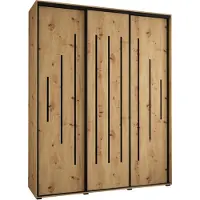 MEBLE KRYSPOL Cannes 12 Schrank mit 3 Schiebetüren - 205,2x200x60 cm - Artisan Artisan Schwarz