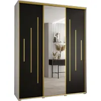 MEBLE KRYSPOL Davos 13 Schrank, drei Türen - 235,2x200x60 cm - Weiß Schwarz Gold