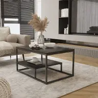 Design Möbel - Moderner Couchtisch 90x60x48 cm - Stahlgestell - Tisch mit Ablage