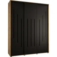 MEBLE KRYSPOL Davos 8 Schrank, drei Türen - 235,2x190x45 cm - Artisan Schwarz Schwarz
