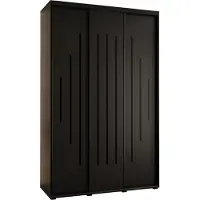 MEBLE KRYSPOL Davos 12 Schrank, drei Türen - 235,2x150x45 cm - Schwarz Schwarz Schwarz
