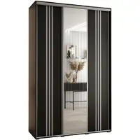 MEBLE KRYSPOL Davos 7 Schrank, drei Türen - 235,2x160x60 cm - Schwarz Schwarz Silber