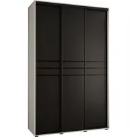 MEBLE KRYSPOL Cannes 10 Schrank mit 3 Schiebetüren - 205,2x160x45 cm - Weiß Schwarz Schwarz