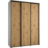 MEBLE KRYSPOL Davos 1 Schrank, drei Türen - 235,2x170x60 cm - Weiß Artisan Schwarz