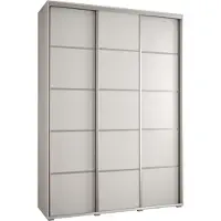 MEBLE KRYSPOL Cannes 4 Schrank mit 3 Schiebetüren - 205,2x170x45 cm - Weiß Weiß Silber
