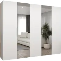 MEBLE KRYSPOL , Kleiderschrank, Schrank 250 cmx202x52, Weiß, Schwarz