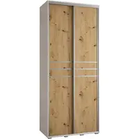 MEBLE KRYSPOL Cannes 10 Schrank mit 2 Schiebetüren - 205,2x120x45 cm - Weiß Artisan Silber