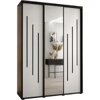 MEBLE KRYSPOL Davos 9 Schrank, drei Türen - 235,2x180x60 cm - Schwarz Weiß Schwarz