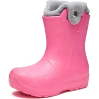 Ladeheid x Camminare Gummistiefel Kinder aus leichtem EVA warm gefüttert wasserdicht mit praktischem Griff und edlem Regenschirm-Relief für kalte Tage und Schnee LA-CA-21 (Rosa, 34/35 EU)