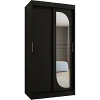 MEBLE KRYSPOL LUCY 100 Schlafzimmerschrank mit zwei Schiebetüren – moderner Aufbewahrungsschrank mit Kleiderstange und Regalen – 100x200x62cm - Mattschwarz