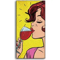 Coloray Küchenuhr Bürouhr Leinwand Uhr 30x60 Foto Pop Kunst Retro Frau mit Wein - schwarze Hände