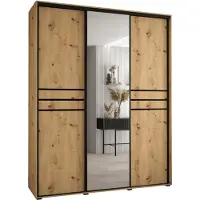 MEBLE KRYSPOL Cannes 11 Schrank mit 3 Schiebetüren - 205,2x200x45 cm - Artisan Artisan Schwarz