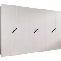 MEBLE KRYSPOL Schrank 300x202x52 cm mit Kleiderstange, 6xTür, ANDREW, Weiß, Griff Schwarz
