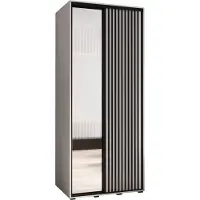 MEBLE KRYSPOL Sapporo 2 Schrank mit 2 Schiebetüren - 205,2x120x60 cm - Weiß Weiß Schwarz