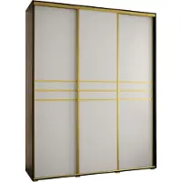 MEBLE KRYSPOL Cannes 10 Schrank mit 3 Schiebetüren - 205,2x200x60 cm - Schwarz Weiß Gold